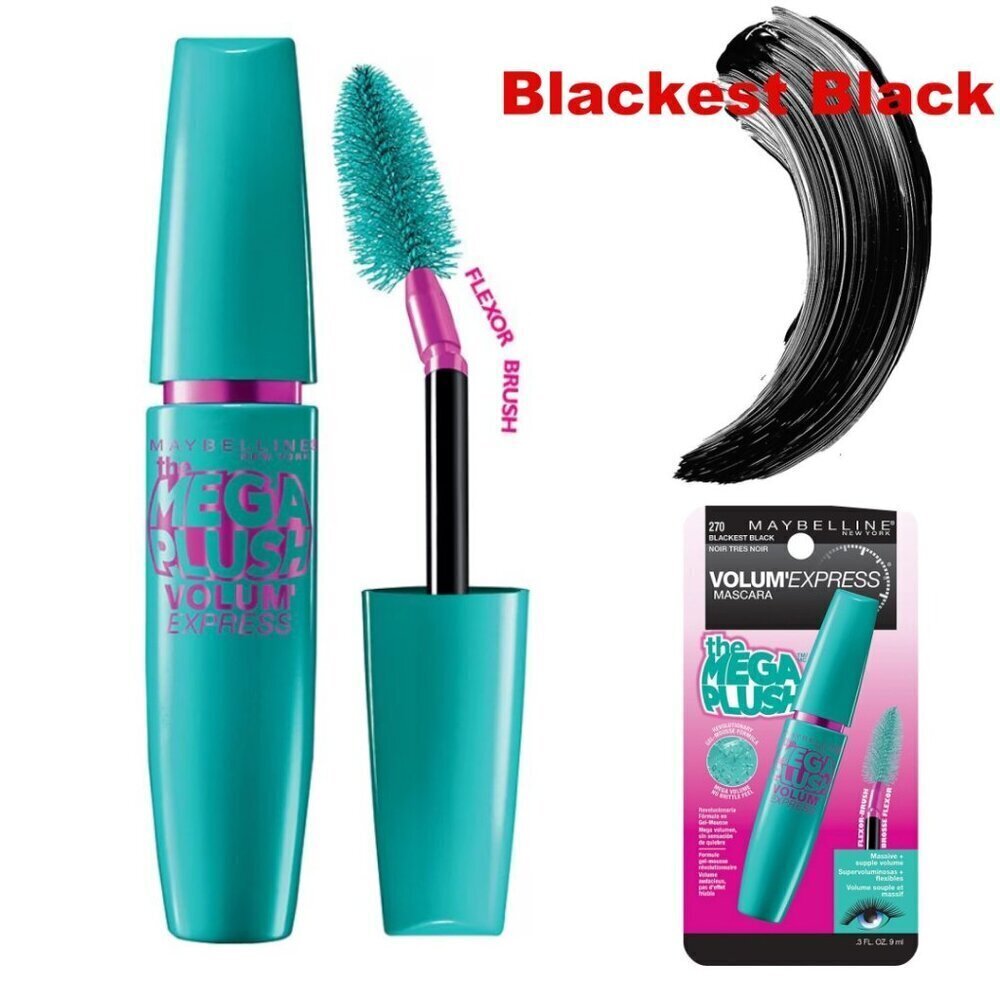 Maybelline Volume Mega Plush Lengthening Thickening Mascara Waterproof Black